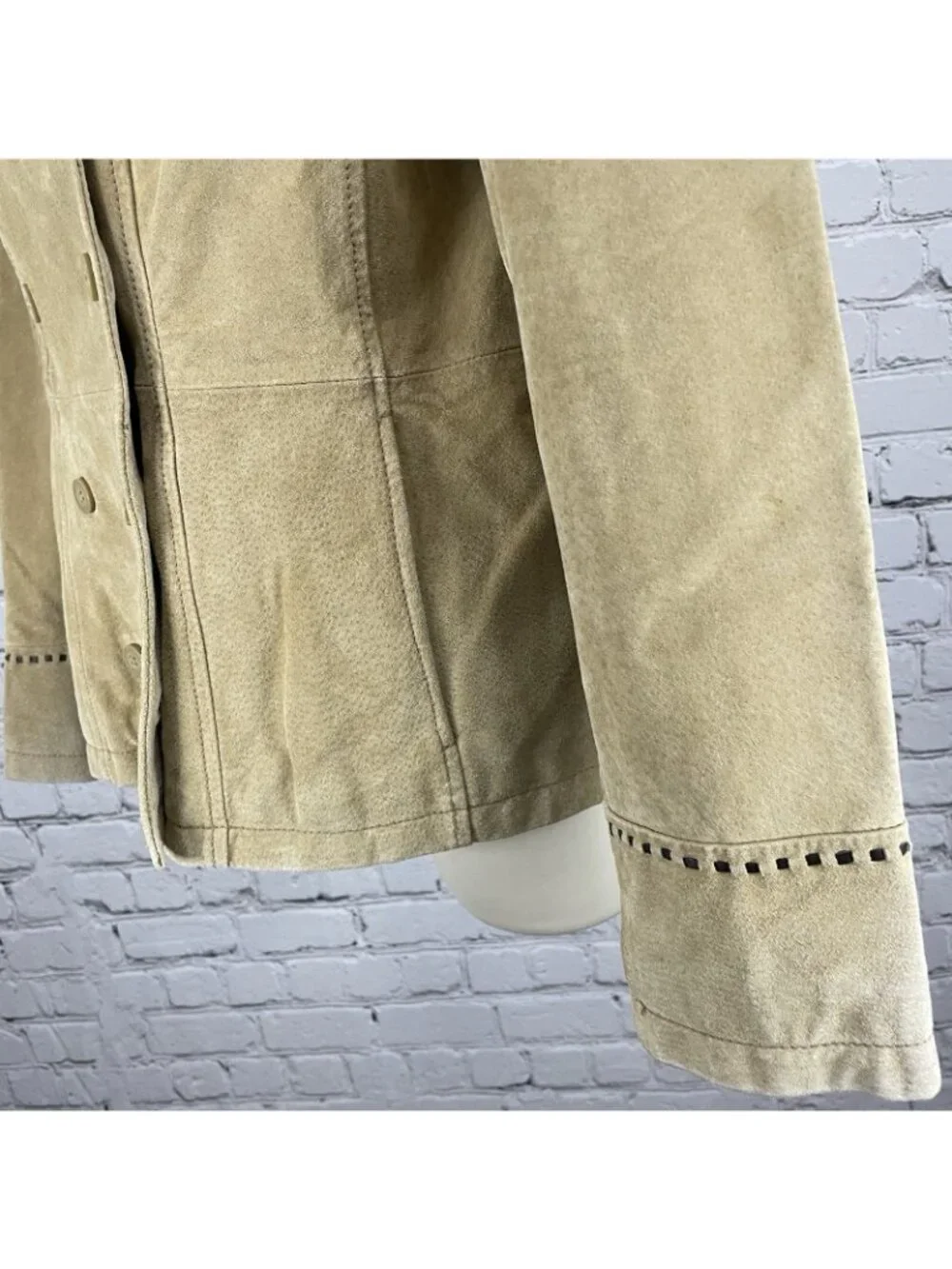 Colebrook Tan Genuine Suede Double Breasted Lined Collared Jacket Size Small S